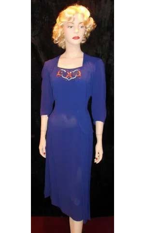 Blue Rayon Beaded