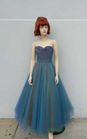 Blue Strapless 1950's