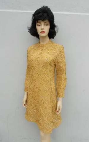 Gold Net 1960's Dress