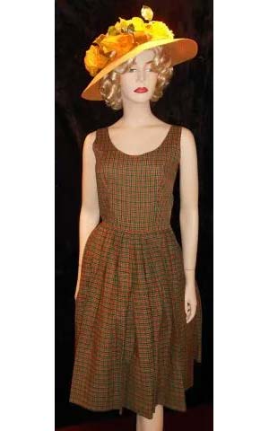 Green Plaid 1950s dress