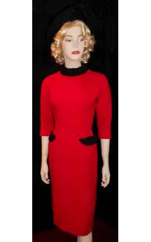 Red 1950's Wool Dress