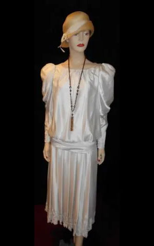 white satin day dress